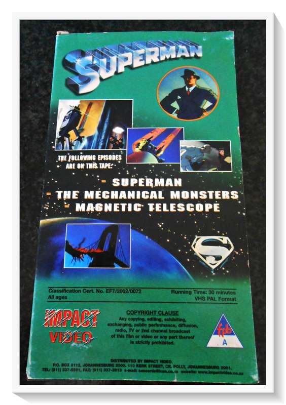 Adventures of Superman - Animation - VHS - All Ages - Condition: Slipcase & Video Casstte Good*