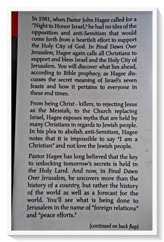 JOHN HAGEE: Final Dawn over Jerusalem - First Edition + 1st Print - Hardcover 1998 (B+)