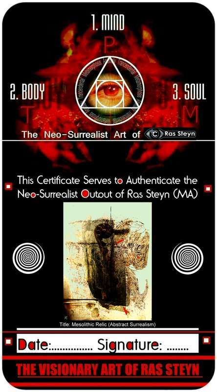 Original Abstraction: Title: Mesolithic Relic by Surrealist Pioneer Ras Steyn - Single Edition 1/1