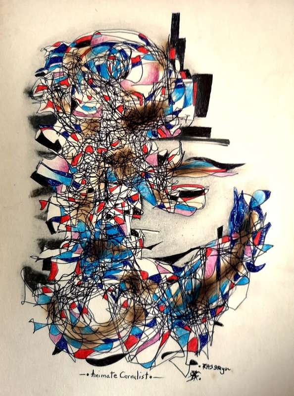 Original Abstract Drawing: Animate Carnalisto Effect by South African Surrealist Ras Steyn - 50% OFF