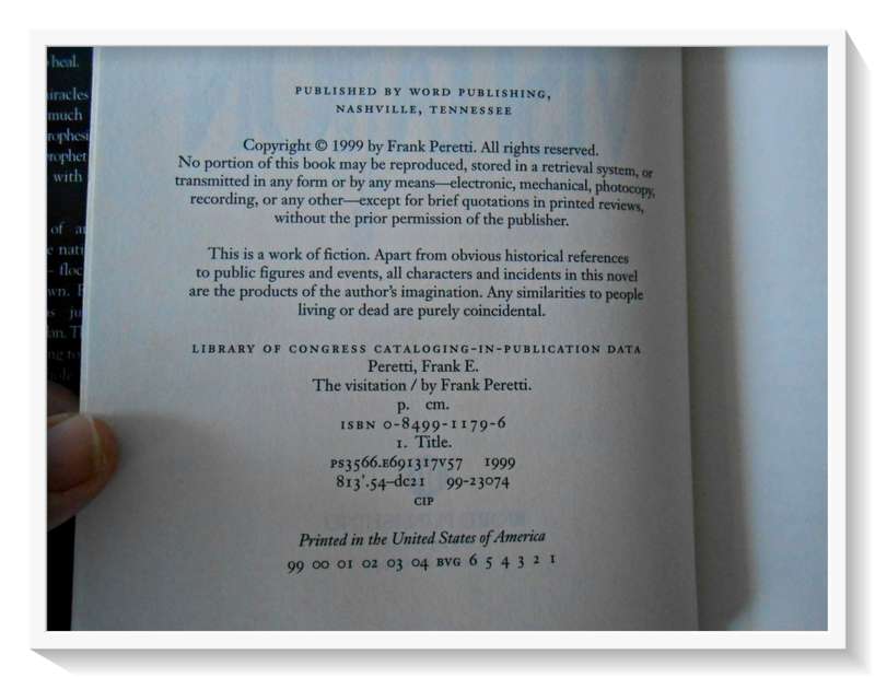 The Visitation by FRANK PERETTI - First Ed. & 1st Print - WORD Pub. 1999 - Condition: A