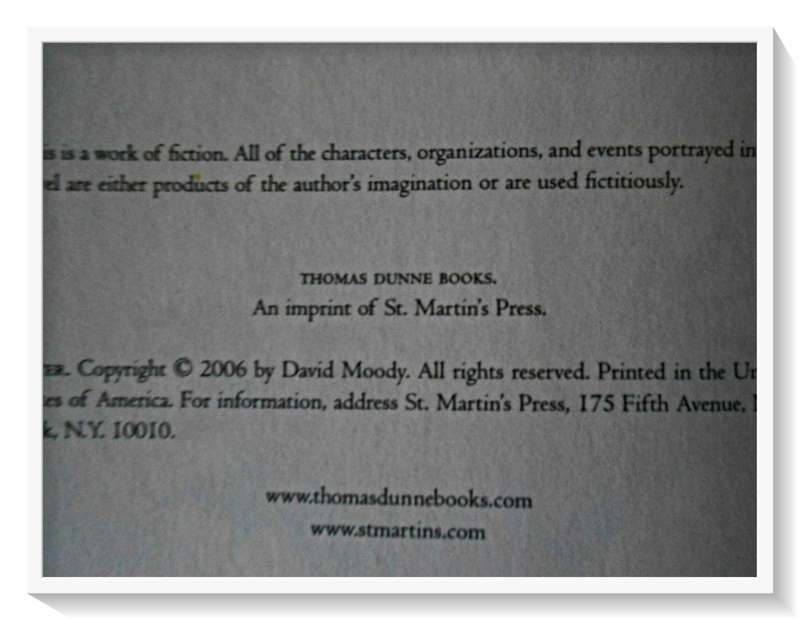 DAVID MOODY: Hater - First US Edition 2009 + 1st Print - Dunne - St Martin`s Press - Condition: B+