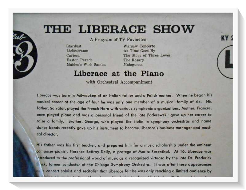 LIBERACE: The Liberace Show - TV FAVORITES - LP Cover (Fair/Good) + LP Record (Very Good)