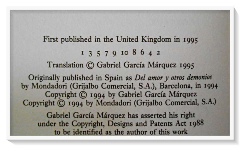 Gabriel Garcia Marquez: Of Love & Other Demons - First UK Edition - Jonathan Cape Pub. B+ Condition*