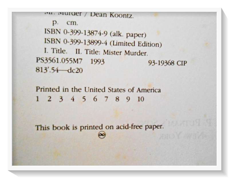 MR MURDER by Dean Koontz - First US Edition Hardcover - PUTNAM & Sons 1993 - Condition: B+