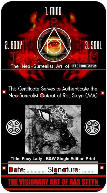 HUMAN-CENTRED ART by Ras Steyn Title: FOXY LADY ( B &We Print - Single Edition 1/1)