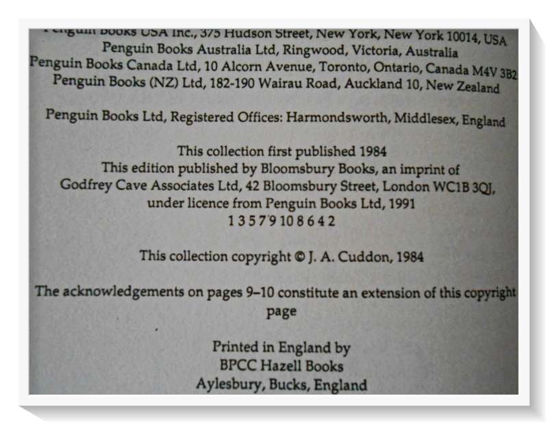 The Penguin Book of Ghost Stories - Ed. J.A. CUDDON - First Edition Hardcover 1991 - Condition: A