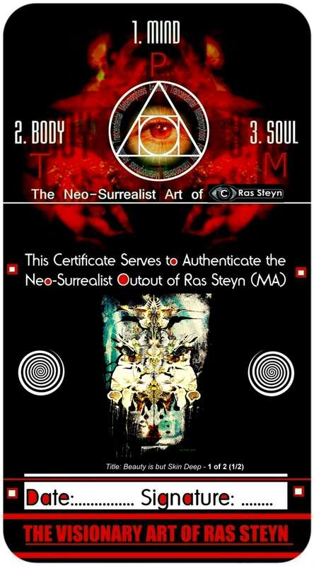 Title: Beauty is but Skin Deep by Surrealist Pioneer Ras Steyn (MFA) - Premium Canvas Print 1/2