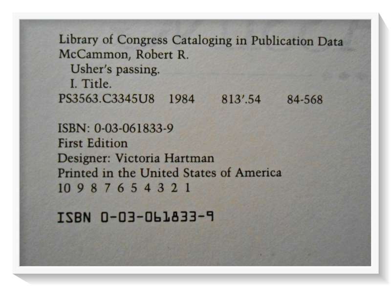 Usher`s Passing by Robert R. McCammon - First Ed. + 1st Print 1984 - Holt, Reinhart & Winston (B+)