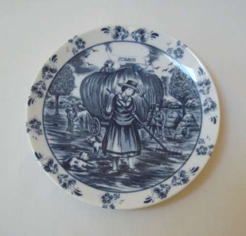 VINTAGE OUDE MOLEN DELFT BLUE 'ZOMER' 15cm DISPLAY PLATE
