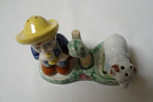 VINTAGE SHEPHERD SALT & PEPPER CRUET SET c1940's