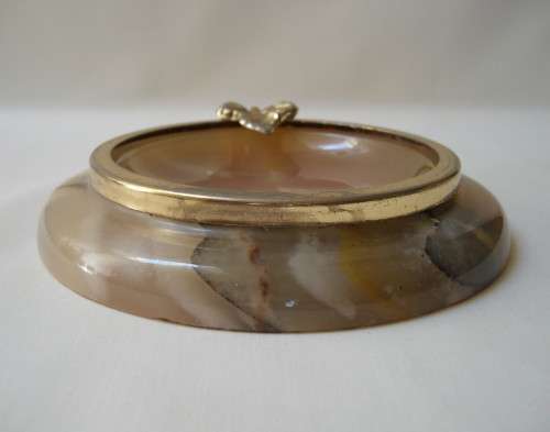 SET OF TWO VINTAGE ALABASTER ASHTRAYS