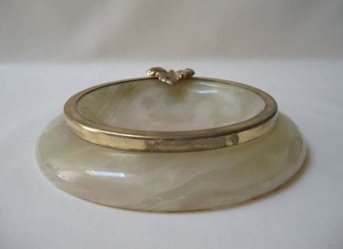 SET OF TWO VINTAGE ALABASTER ASHTRAYS