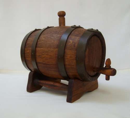 VINTAGE OAK WINE BARREL & STAND