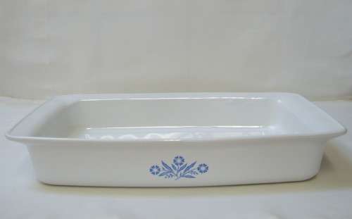 CORNING WARE BLUE CORNFLOWER P-332 12in X 7 1/2in X 2in 2 3/4 QUART OPEN ROASTER LASAGNE PAN