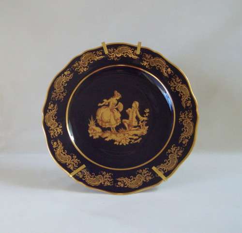 VINTAGE IMPERIA LIMOGES COBALT BLUE & 22 ct GOLD PLATE & SMALL TABLE BELL