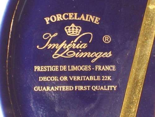 VINTAGE IMPERIA LIMOGES COBALT BLUE & 22 ct GOLD PLATE & SMALL TABLE BELL