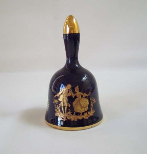 VINTAGE IMPERIA LIMOGES COBALT BLUE & 22 ct GOLD PLATE & SMALL TABLE BELL