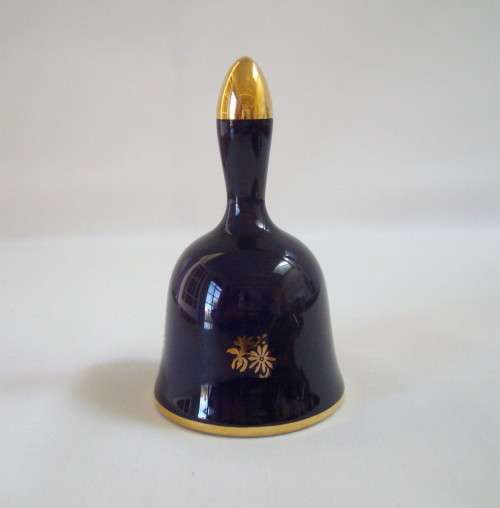 VINTAGE IMPERIA LIMOGES COBALT BLUE & 22 ct GOLD PLATE & SMALL TABLE BELL