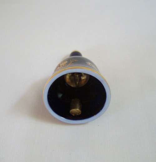 VINTAGE IMPERIA LIMOGES COBALT BLUE & 22 ct GOLD PLATE & SMALL TABLE BELL