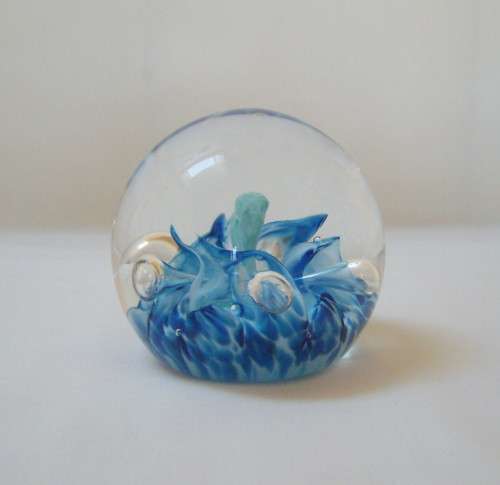 VINTAGE SELKIRK of SCOTLAND 'BLUE FLORAL' 6.5cm PAPERWEIGHT c1992