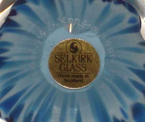 VINTAGE SELKIRK of SCOTLAND 'BLUE FLORAL' 6.5cm PAPERWEIGHT c1992