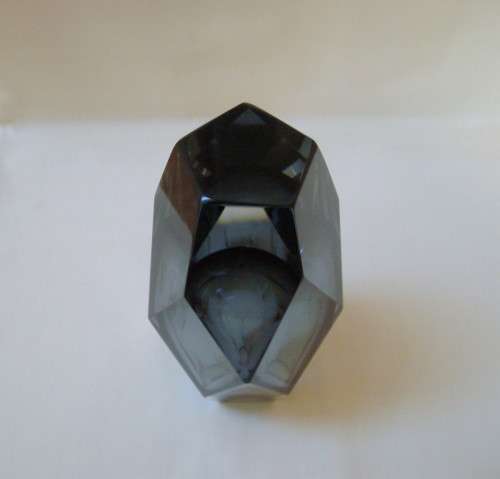 VINTAGE SCANDINAVIAN or MURANO FACETED ART GLASS 19cm PENTAGONAL VASE