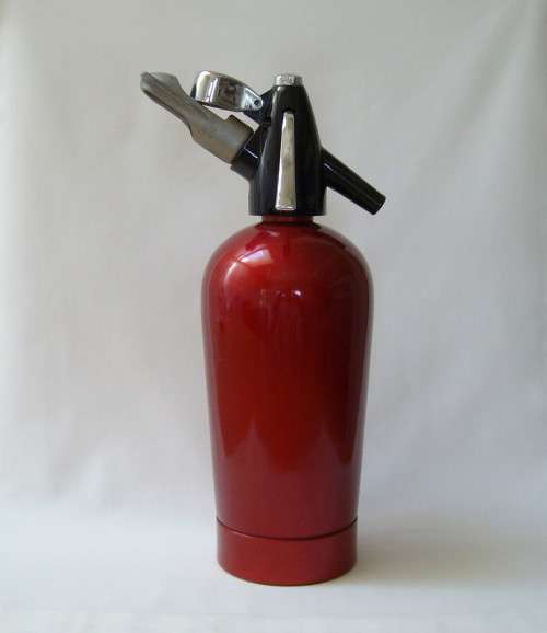 VINTAGE RETRO BOC SPARKLETS RED ANODISED ALUMINIUM SODA SYPHON c1970's