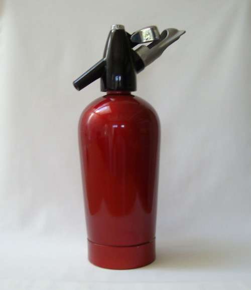 VINTAGE RETRO BOC SPARKLETS RED ANODISED ALUMINIUM SODA SYPHON c1970's