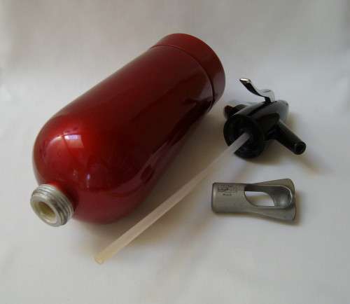 VINTAGE RETRO BOC SPARKLETS RED ANODISED ALUMINIUM SODA SYPHON c1970's