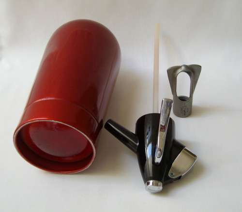 VINTAGE RETRO BOC SPARKLETS RED ANODISED ALUMINIUM SODA SYPHON c1970's