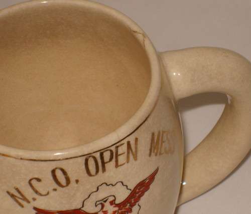 TWO VINTAGE KOREAN WAR SAAF FLYING CHEETAHS & USAF 18th FIGHTER-BOMBER WING BEER MUGS c1952