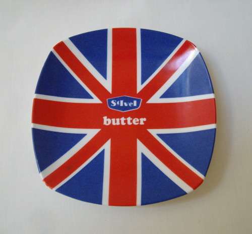 VINTAGE BRITISH PRAESIDIUM ORNAMIN MELAMINE DISH ADVERTISING ST IVEL BUTTER c1970's