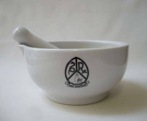 PORCELAIN MORTAR & PESTLE ADVERTISING SANDOZ GENERIC PHARMACEUTICALS