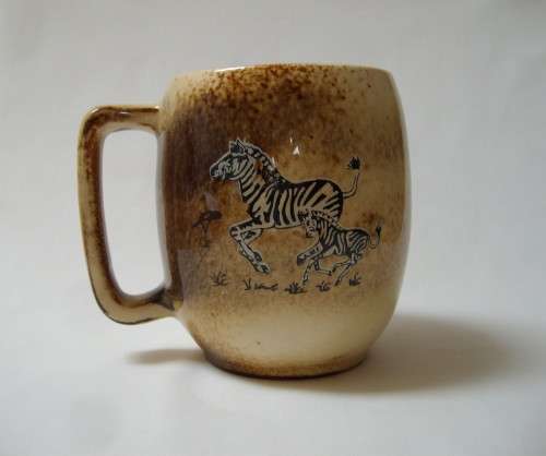 VINTAGE CRESCENT POTTERIES No: A37 KRUGER PARK SOUVENIR BEER MUG c1950's