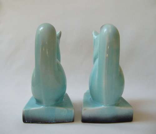 PAIR OF VINTAGE GERMAN CAT FIGURINES ~ One Restored Tail!