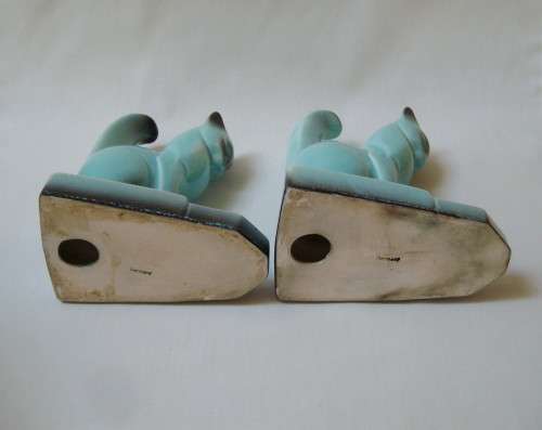 PAIR OF VINTAGE GERMAN CAT FIGURINES ~ One Restored Tail!