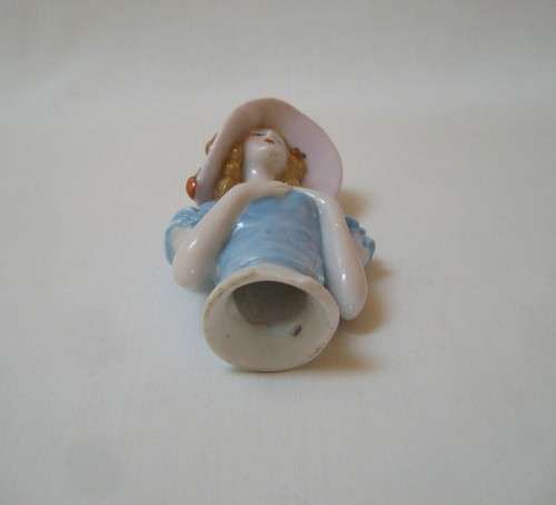 VINTAGE FOREIGN PORCELAIN HALF-DOLL FOR PINCUSHION ~ Chipped!