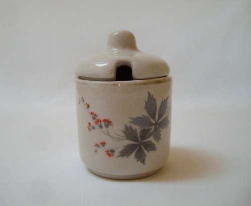 VINTAGE RHODESIAN NORBEL POTTERIES MUSTARD POT & LID