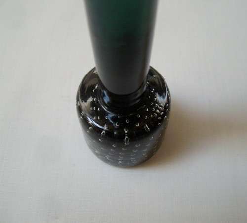 VINTAGE TEAL GREEN GLASS CONTROLLED BUBBLE PAPERWEIGHT STEM VASE