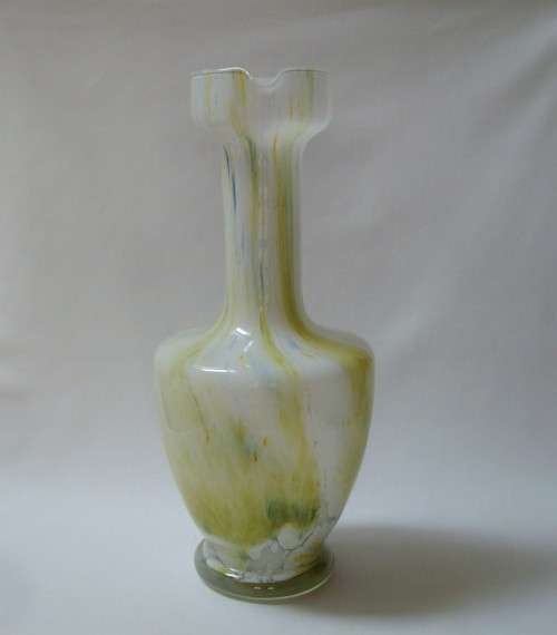 VINTAGE RETRO ITALIAN-STYLE SPLATTER GLASS 25.5cm JUG VASE c1960s