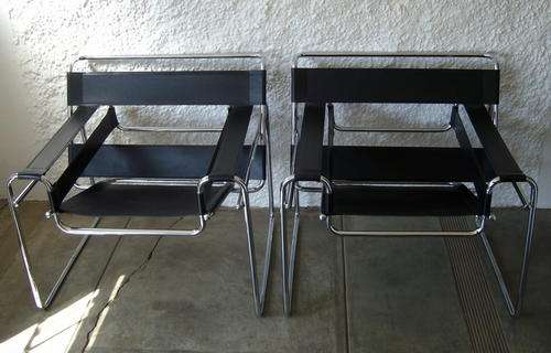 PAIR OF REPRODUCTION MARCEL BREUER 'WASSILY' CHAIRS c2003