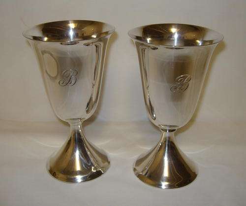 SET OF TWO SOUTH AFRICAN EM-ESS SILVERWARE STERLING SILVER GOBLETS c1975