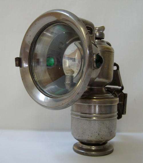VINTAGE POWELL & HANMER PANTHER BICYCLE CARBIDE LAMP c1920's