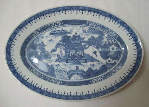 ORIENTAL BLUE WILLOW OVAL PLATE