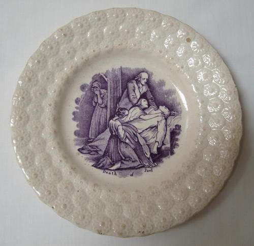 ANTIQUE VICTORIAN W S & Co QUEEN'S WARE 'DEATH of PAUL' 18cm PLATE c1825-1855
