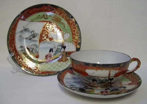 VINTAGE ARITA JAPAN TEA TRIO c1900-1920