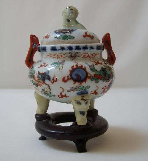 VINTAGE CHINESE INCENSE BURNER & STAND c1930-1940