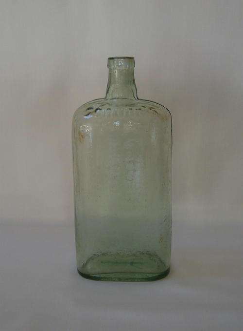 ANTIQUE AQUA GLASS SCRUBB'S FLUID BOTTLE