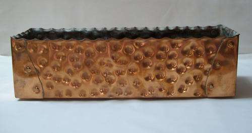 VINTAGE HAMMERED COPPER LARGE FLOWER TROUGH VASE c1960's